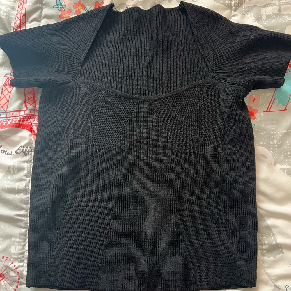 SHEIN Black Knit Short Sleeve Top